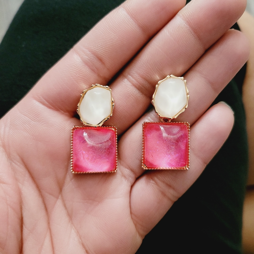 Square Drop Polyresin Earrings